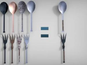 medieval cutlery set 3D Model