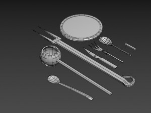medieval cutlery set 3D Модель
