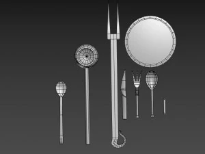 medieval cutlery set 3D Model