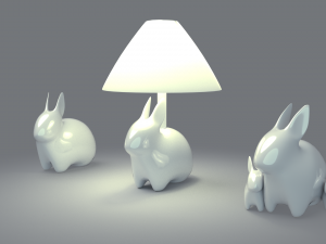 porcelain rabbit table lamp 3D Model