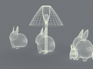 porcelain rabbit table lamp 3D Model