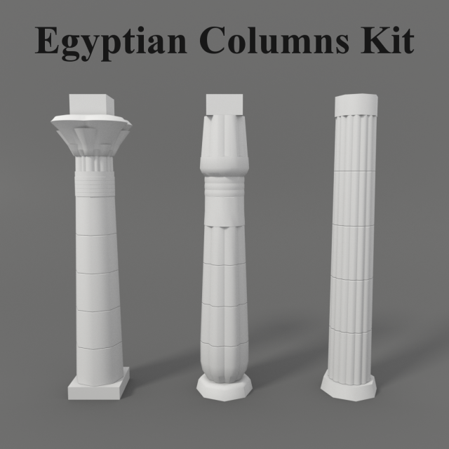 egyptian columns kit 3Dモデル .c4d .max .obj .3ds .fbx .stl .blend 