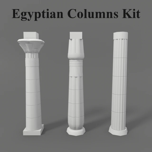 egyptian columns kit 3D Model .c4d .max .obj .3ds .fbx .stl .blend 