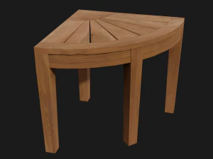 나무 코너 테이블 3D 모델