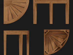 wooden corner table 3D Model