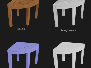 wooden corner table 3D Model