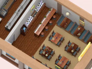 paquete de restaurante pbr de baja poli Modelo 3D