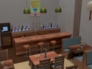 low-poly pbr restaurant pack 3D Model