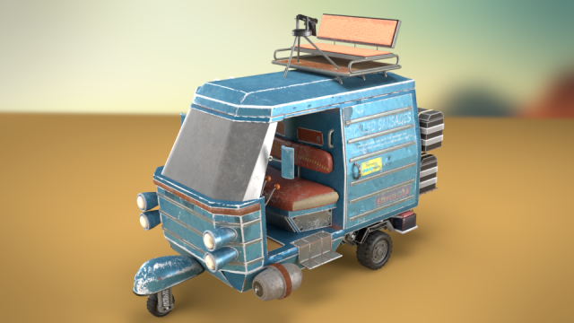 wasteland scooter - stylized post-apokalyptic vehicle 3D Model .c4d .max .obj .3ds .fbx .stl .blend 