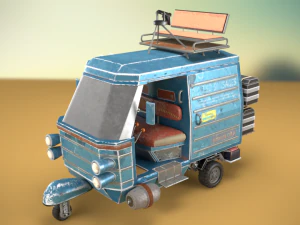 wasteland scooter - stylized post-apokalyptic vehicle 3D Model