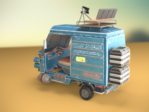 wasteland scooter - stylized post-apokalyptic vehicle 3D Model