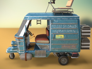 wasteland scooter - stylized post-apokalyptic vehicle 3D Model