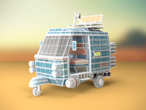 wasteland scooter - stylized post-apokalyptic vehicle 3D Model