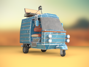 wasteland scooter - stylized post-apokalyptic vehicle 3D Model