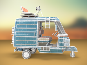 wasteland scooter - stylized post-apokalyptic vehicle 3D Model