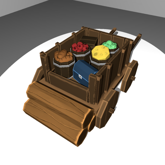 medieval cart game-ready 3D Model .c4d .max .obj .3ds .fbx .stl .blend 