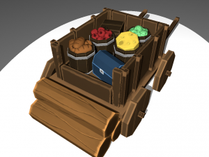 medieval cart game-ready 3D Модель
