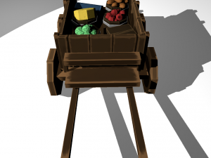 medieval cart game-ready 3D Model