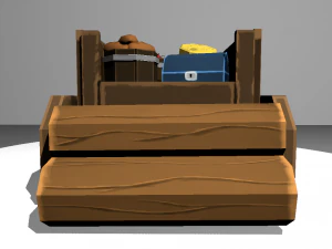 medieval cart game-ready 3D Model