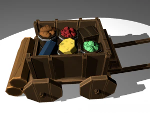 medieval cart game-ready 3D Model