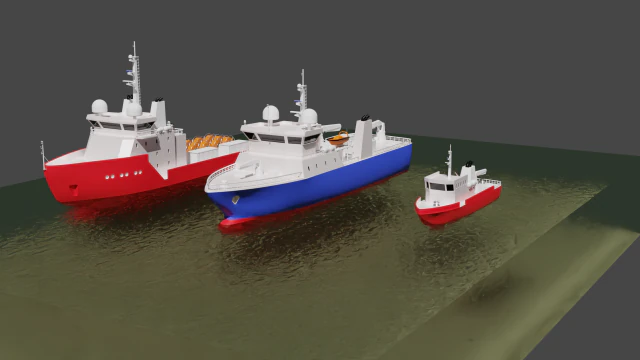 set of schematic vessels 3 pieces 3D Model .c4d .max .obj .3ds .fbx .stl .blend 