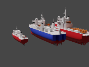 set of schematic vessels 3 pieces 3D Model