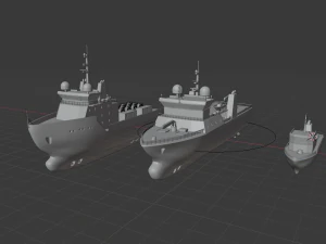 set of schematic vessels 3 pieces 3D Model