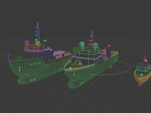 set of schematic vessels 3 pieces 3D Model