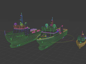 set of schematic vessels 3 pieces 3D Model