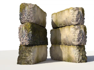 mossy concrete block 3D Model