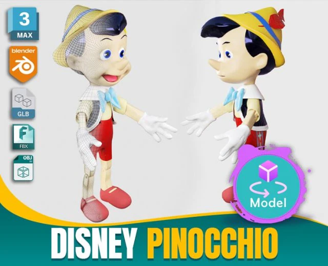 Disney pinocchio 3d rigged in 3ds max 3D Model .c4d .max .obj .3ds .fbx .stl .blend 