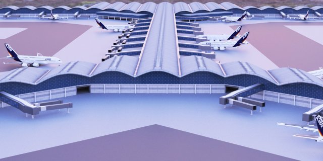 Hong kong international airport 3D-Modell .c4d .max .obj .3ds .fbx .stl .blend 