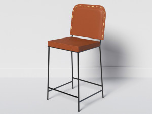 stitched leather chair b 3D Модель