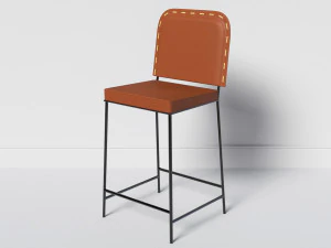 stitched leather chair b 3D Model