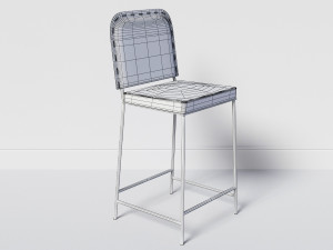 stitched leather chair b 3D Модель
