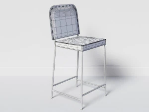 stitched leather chair b 3D Model