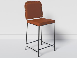 stitched leather chair b 3D Модель