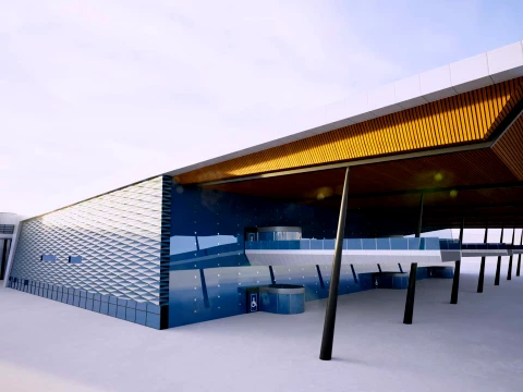 Bergen Airport Flesland Terminal Exterior Only Low-Poly 3D Model