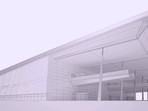 Bergen Airport Flesland Terminal Exterior Only Low-Poly 3D Model