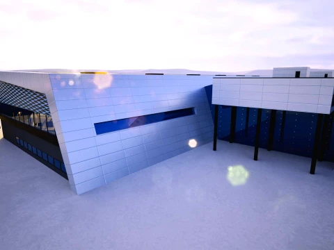Bergen Airport Flesland Terminal Exterior Only Low-Poly 3D Model