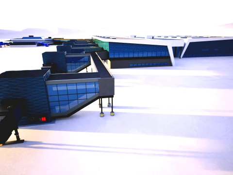 Bergen Airport Flesland Terminal Exterior Only Low-Poly 3D Model
