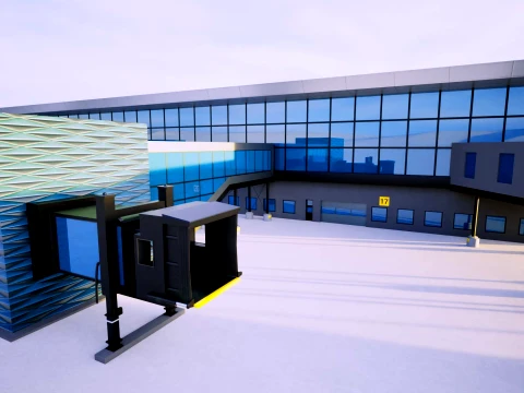 Bergen Airport Flesland Terminal Exterior Only Low-Poly 3D Model