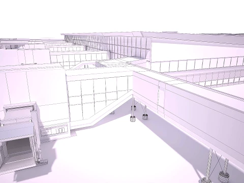 Bergen Airport Flesland Terminal Exterior Only Low-Poly 3D Model