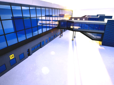 Bergen Airport Flesland Terminal Exterior Only Low-Poly 3D Model