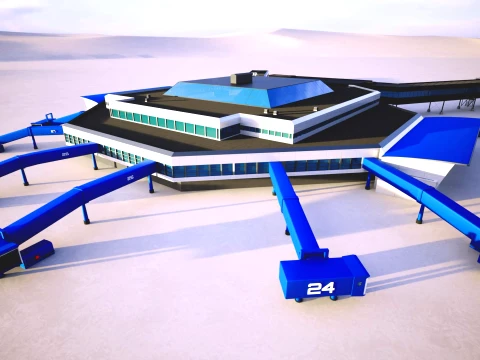 Bergen Airport Flesland Terminal Exterior Only Low-Poly 3D Model