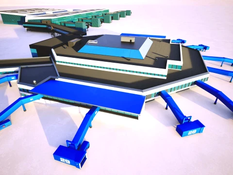 Bergen Airport Flesland Terminal Exterior Only Low-Poly 3D Model