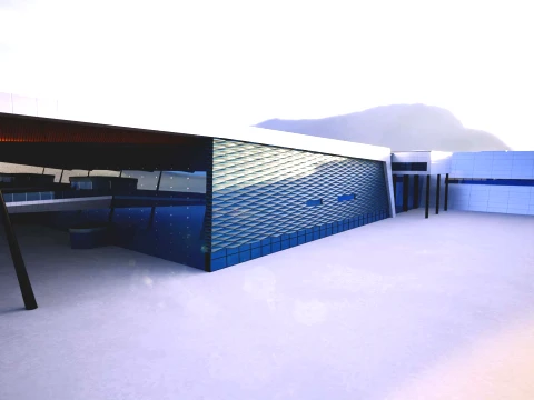 Bergen Airport Flesland Terminal Exterior Only Low-Poly 3D Model