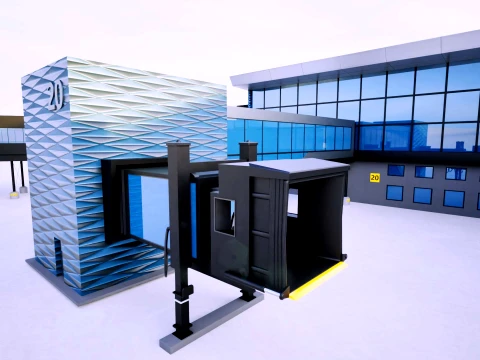 Bergen Airport Flesland Terminal Exterior Only Low-Poly 3D Model
