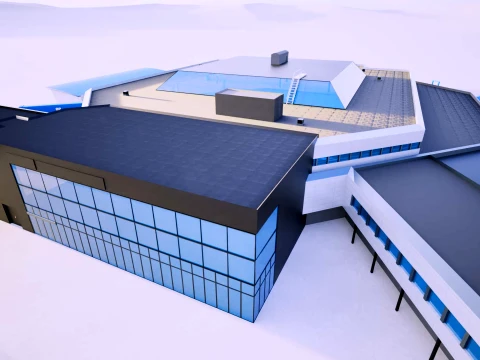 Bergen Airport Flesland Terminal Exterior Only Low-Poly 3D Model