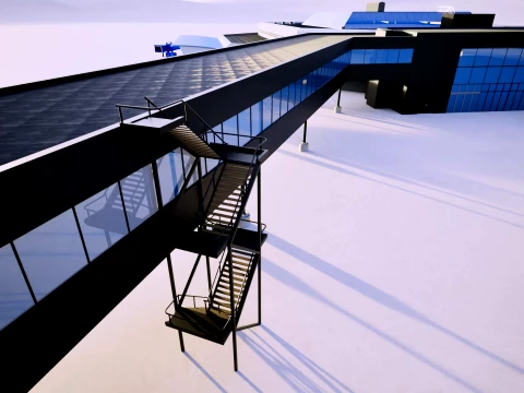 Bergen Airport Flesland Terminal Exterior Only Low-Poly 3D Model